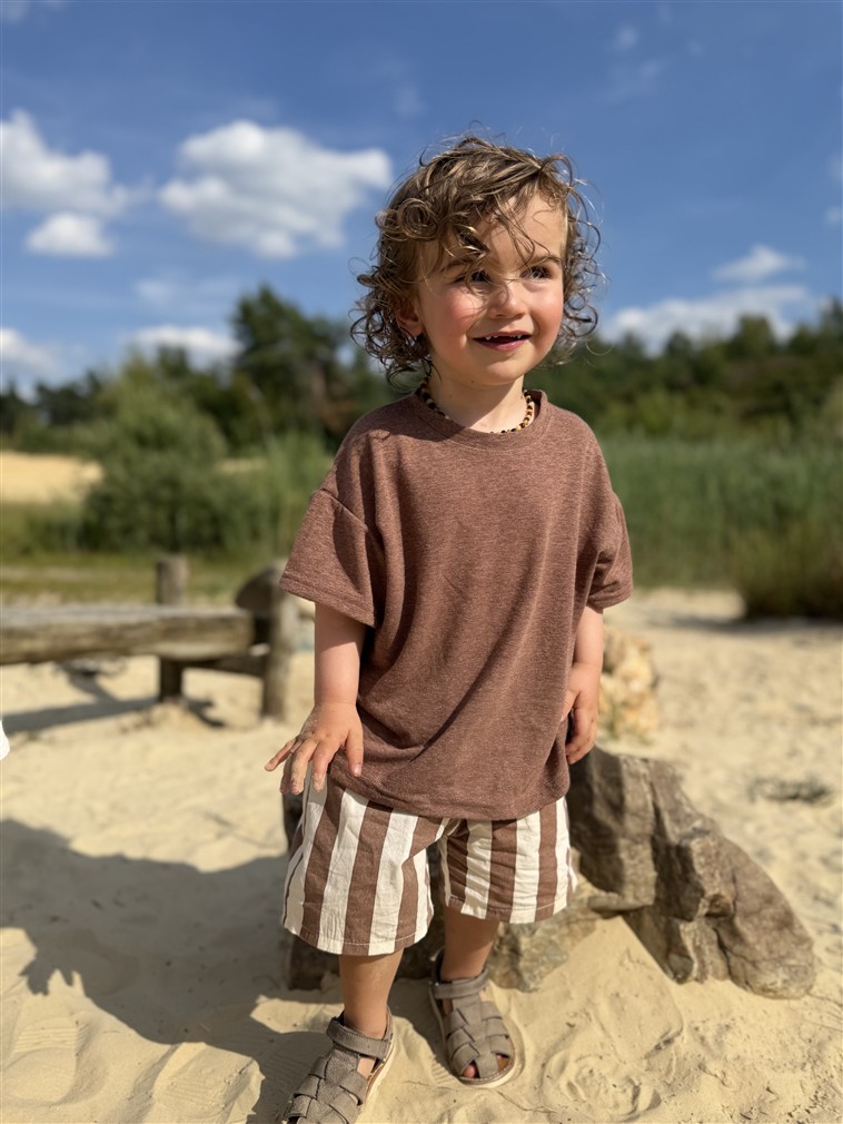 LITTLE LEAN LINNENLOOK TEE BRUIN