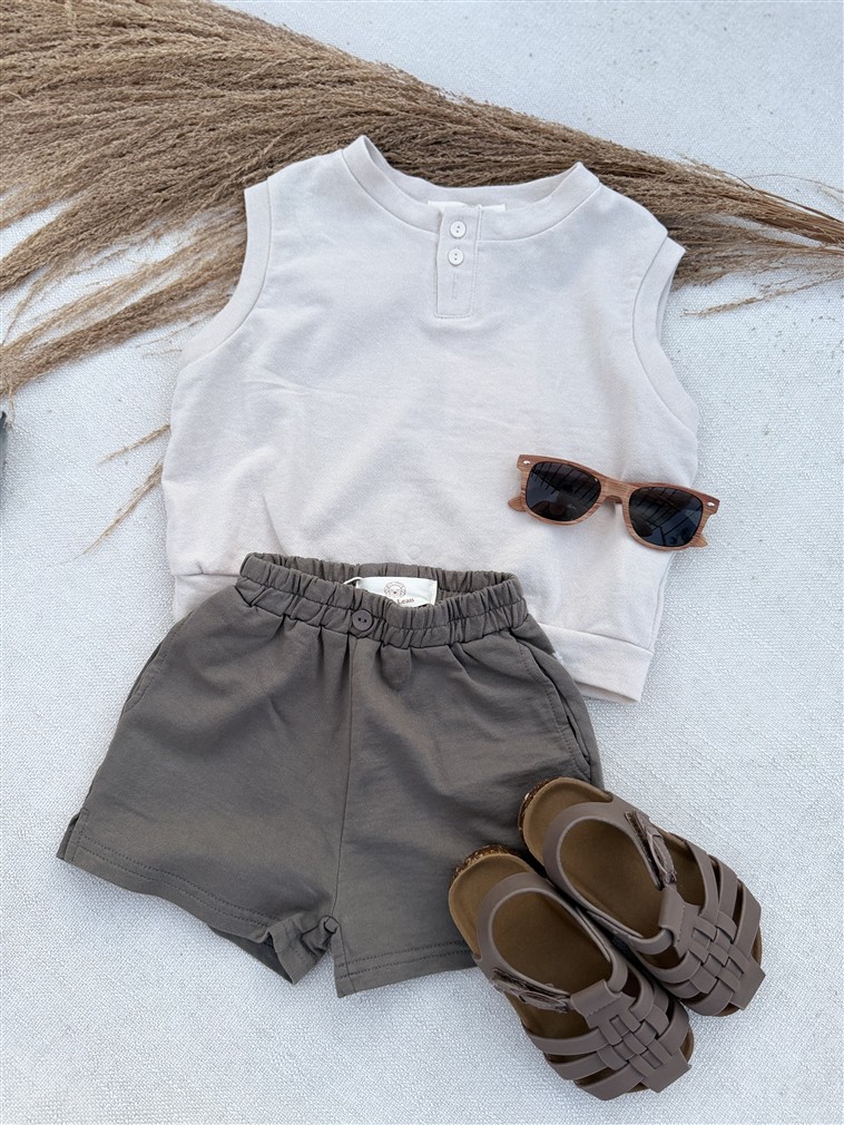 LITTLE LEAN BASIC COTTON SHORT CHARCOAL