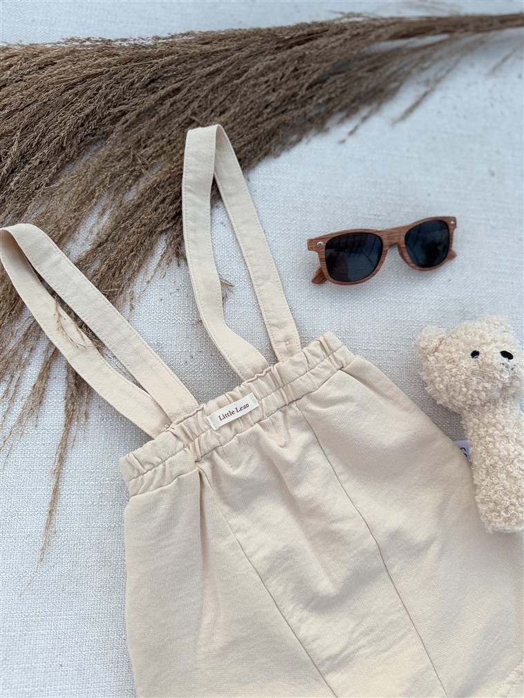 LITTLE LEAN THE BASIC COTTON SUSPENDER BEIGE