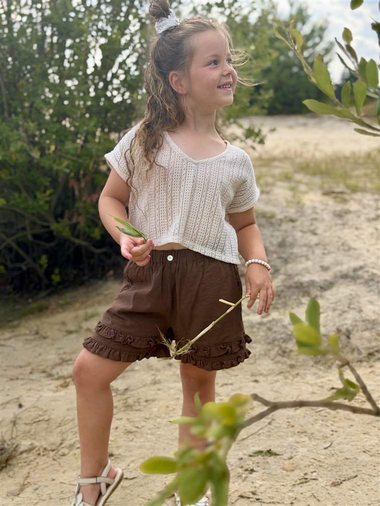 LITTLE LEAN BREEZE KNIT LACED TEE
