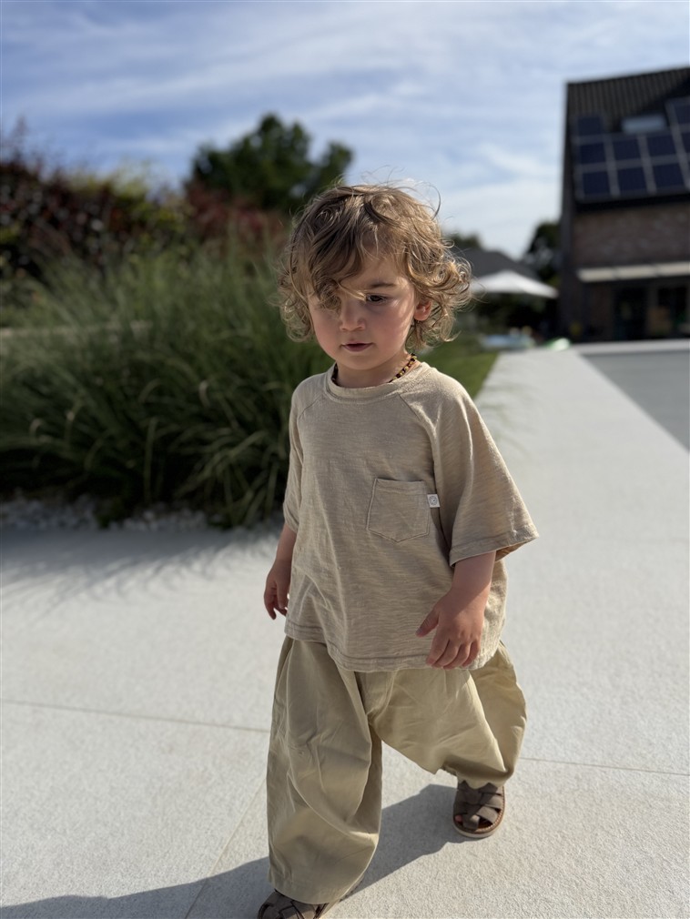 LITTLE LEAN Curve Pants Cotton Beige